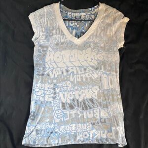 Reversible Burton White and Blue Graphic Tee Women’s Large